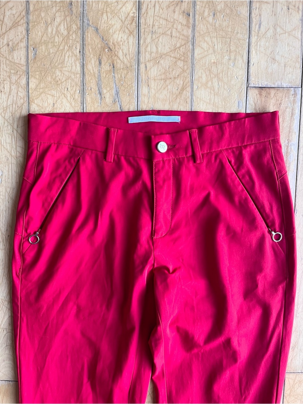 Raffaello Rossi Minimalist Red Slim-fit Pants Trousers Size 36 - Picture 3 of 11